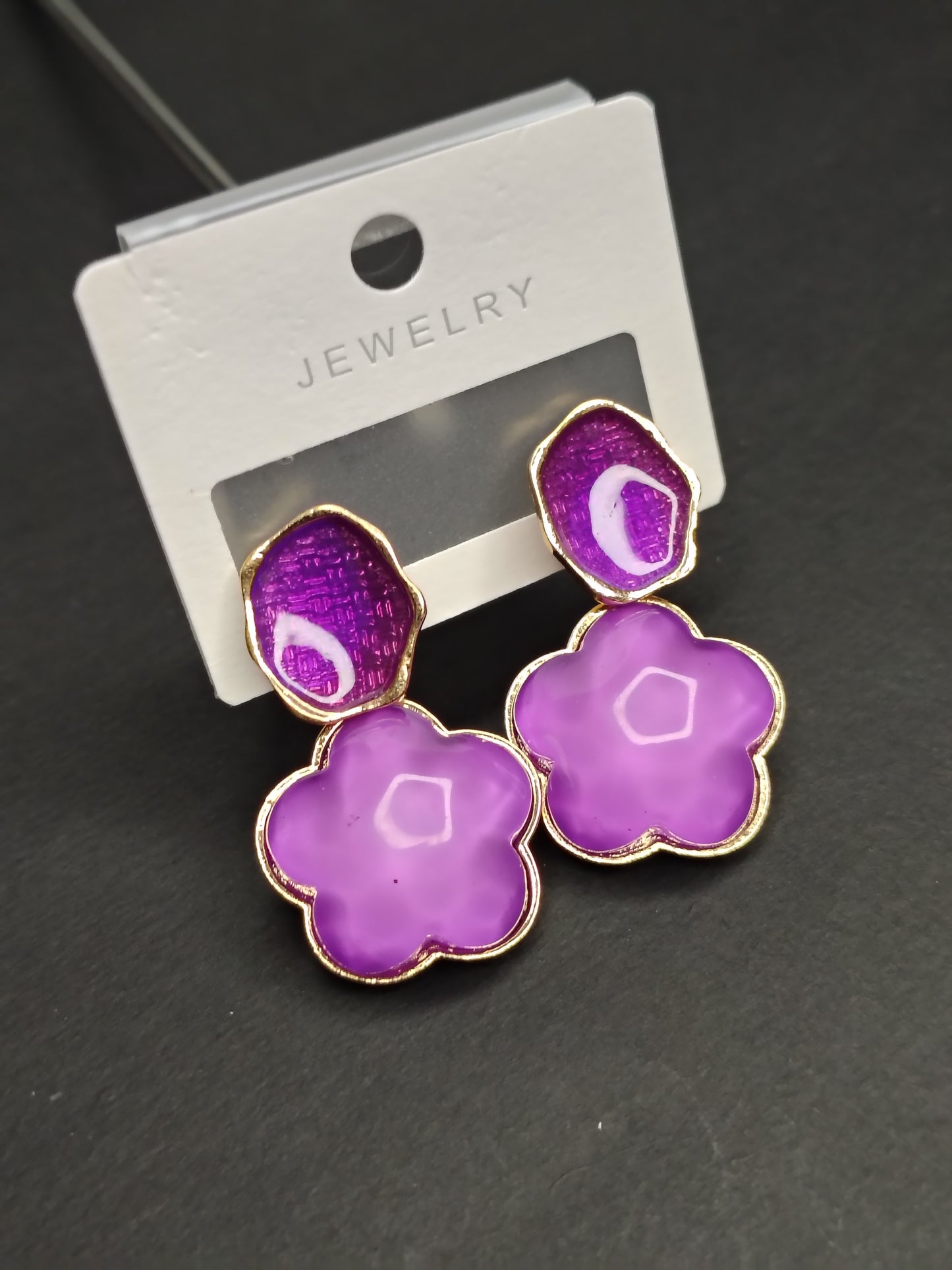 Purple Flower Earrings