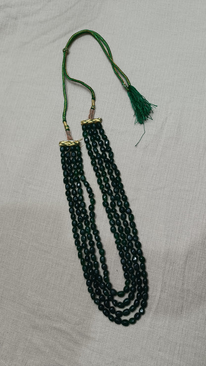 Exquisite Multi-Strand Deep Emerald Green Bead Necklace