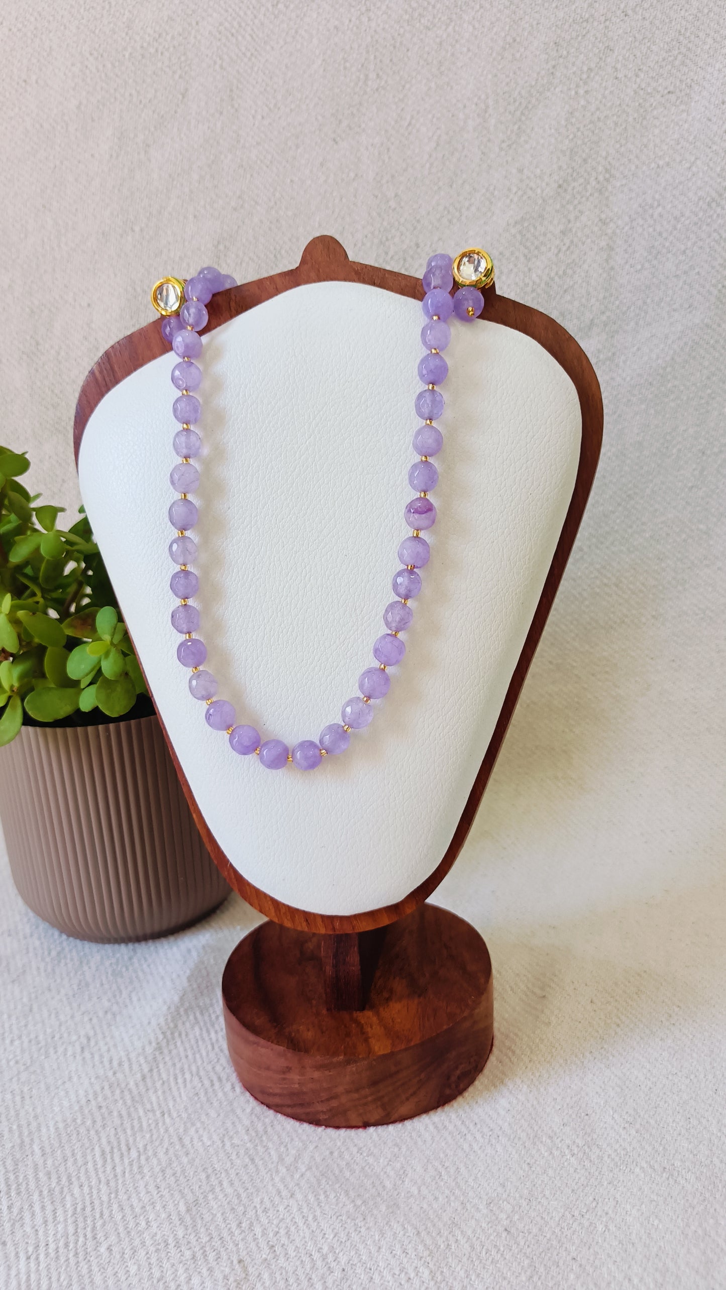 Onyx Delicate Lavender Bead Necklace & Earring Set