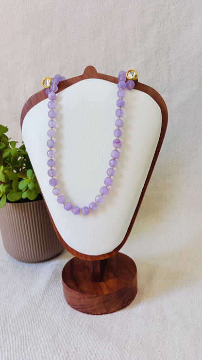 Onyx Delicate Lavender Bead Necklace & Earring Set