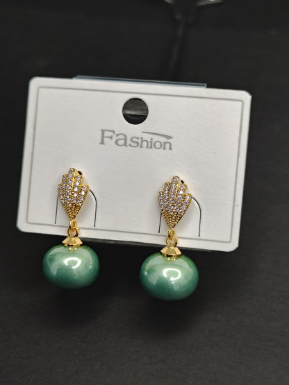 Mint Green Pearl Earrings