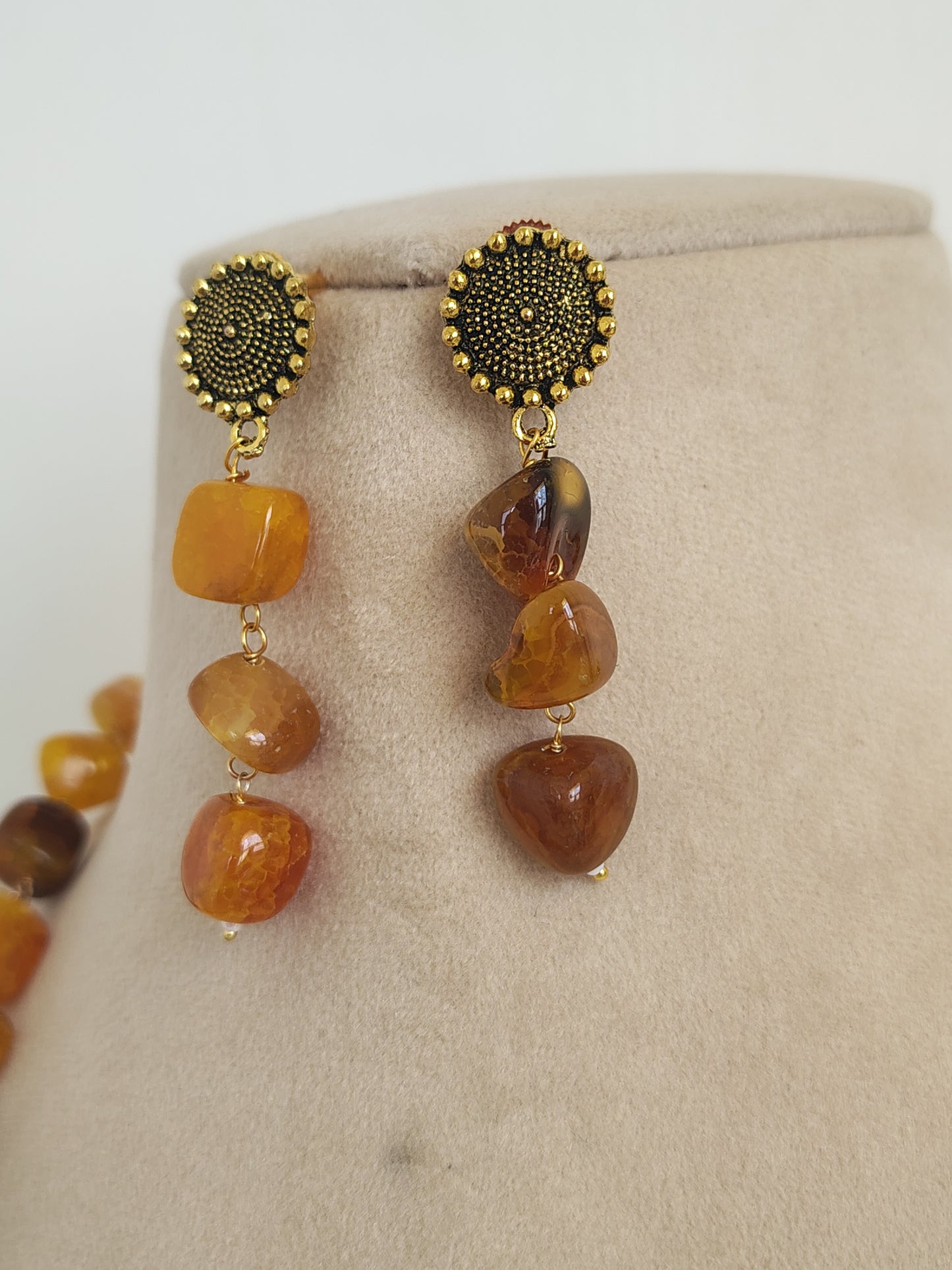 Multi Colour Necklace With Matching Earrings