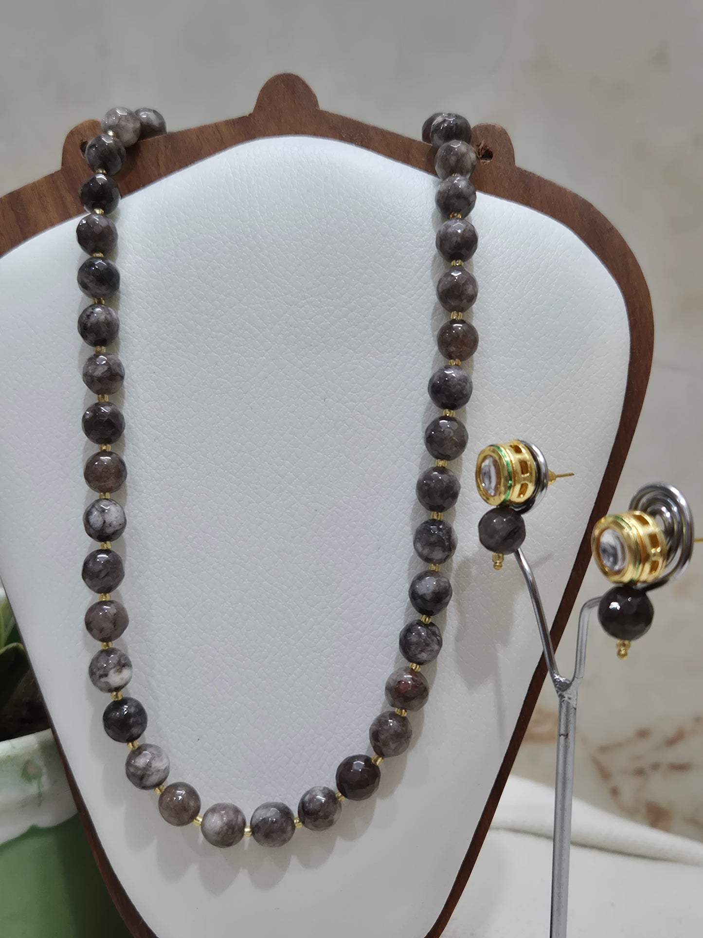 Brown White Mix Onyx Necklace
