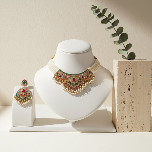 Charming Muticolour Necklace With Very Detailed Work
