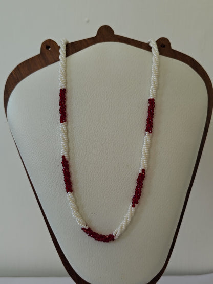 Red White Pearl Necklace