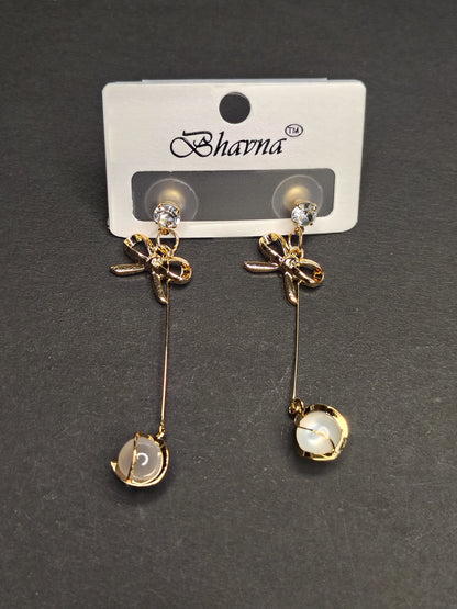 Golden Long Length Earrings