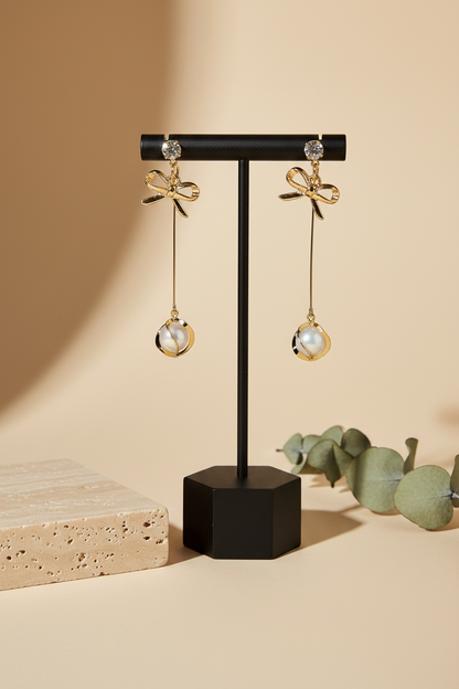 Golden Long Length Earrings