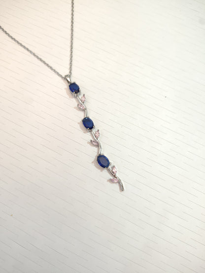 Midnight Blue Pink Whimsical Tulip Necklace + 2 Surprise gifts