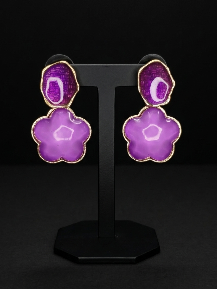 Purple Flower Earrings