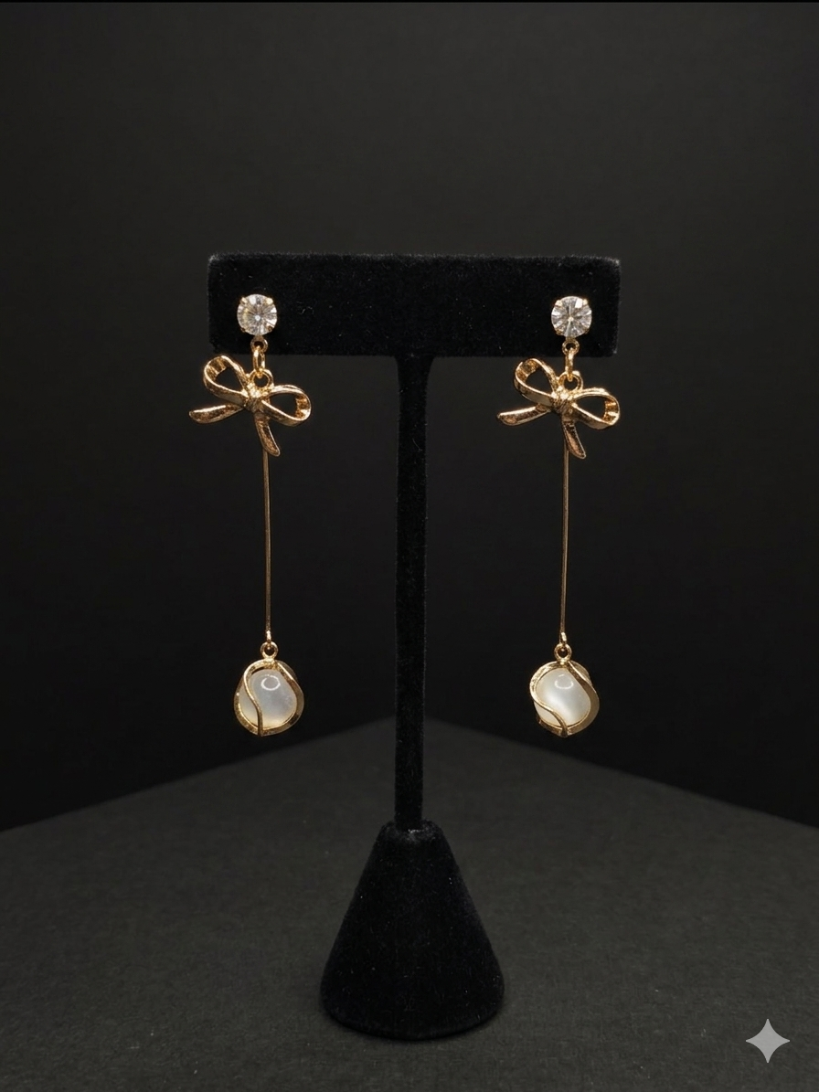 Golden Long Length Earrings