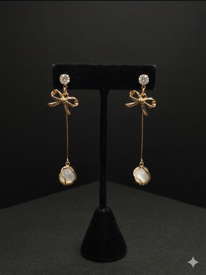 Golden Long Length Earrings
