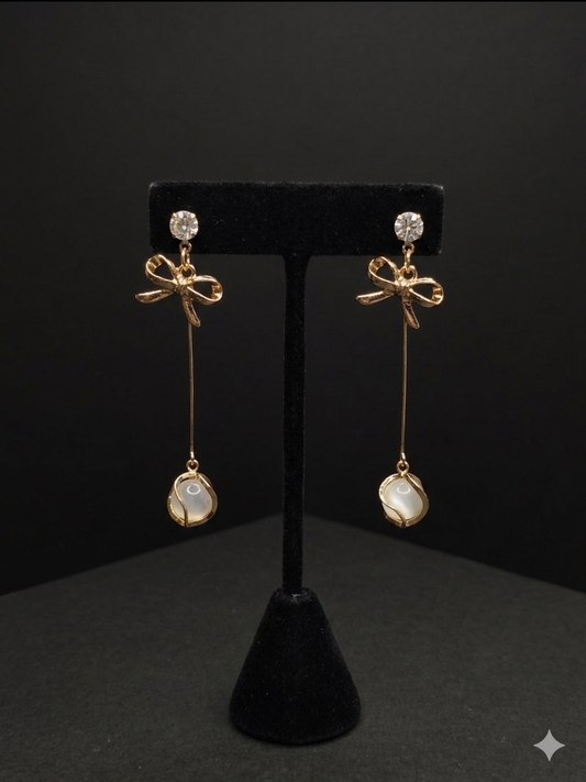Golden Long Length Earrings
