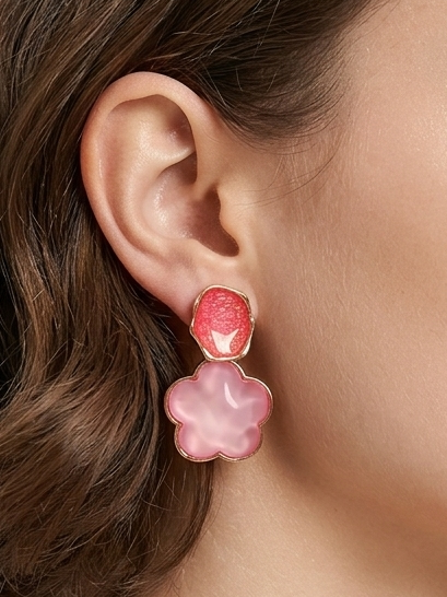 Pink Flower Earrings