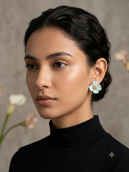 Arctic Blue Floral Earrings