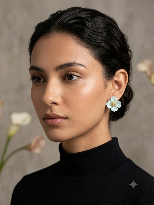 Arctic Blue Floral Earrings