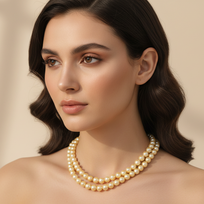 Golden Pearl Long Necklace