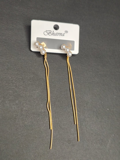 Golden Long Length Earrings