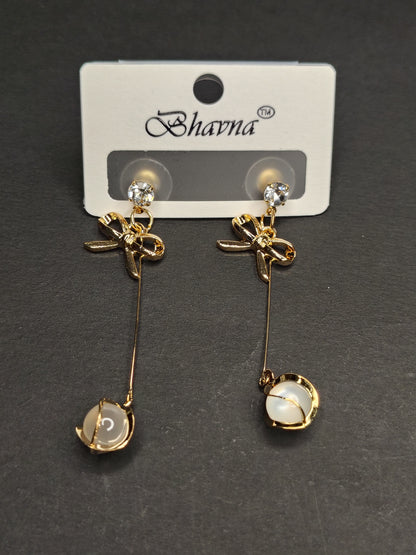 Golden Long Length Earrings