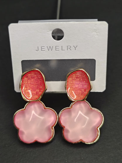 Pink Flower Earrings