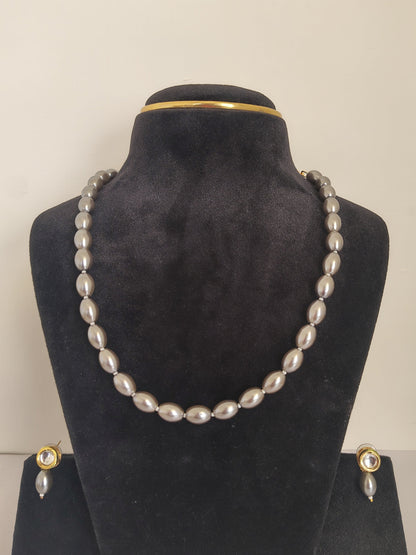 Grey Drop Shape Pearl Necklace GSL344