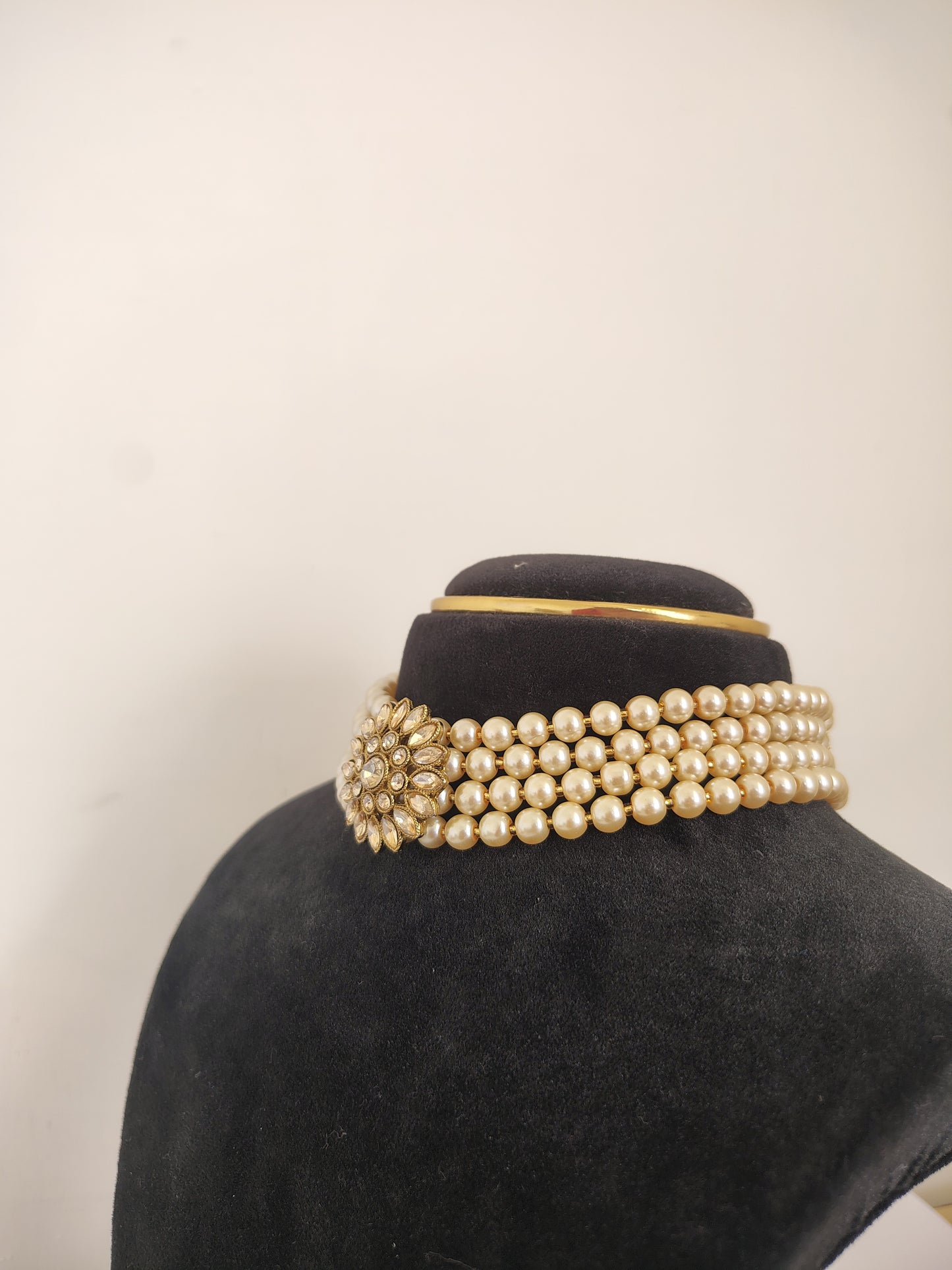 Multiple Strand Pearl Choker Golden Yellow DB00384