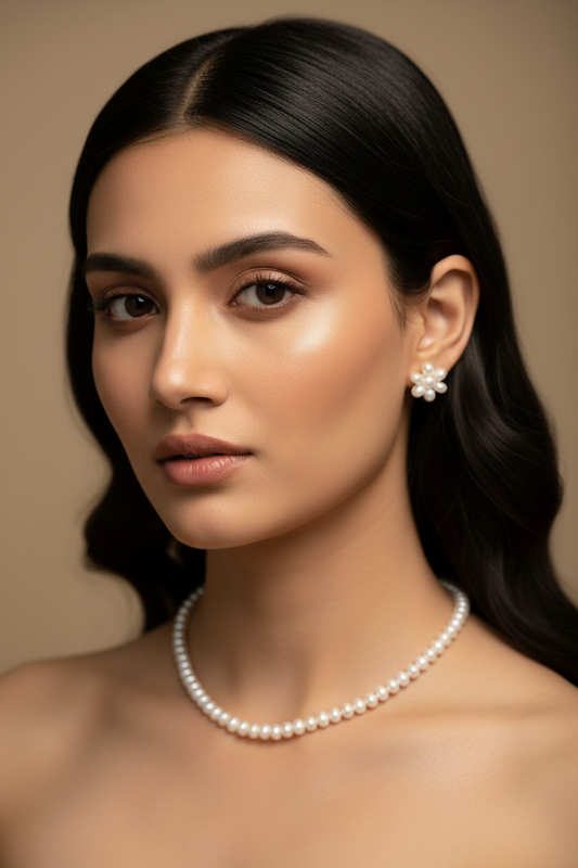 White Pearl With Matching Earrings DB00139