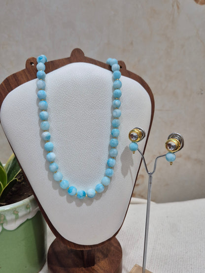 Blue and White Mix Onyx Necklace