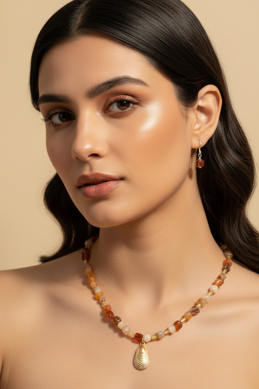 Multi Colour Stone & Necklace With Earrings
