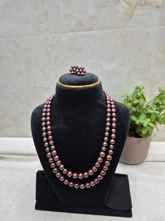 Unique vintage chocolate brown pear necklace set
