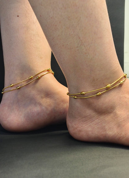 Gold Plated Double Chain  Anklets